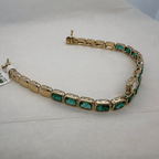 Luxury Jewelry Emerald Cut Emerald & White Sapphire Link Tennis Bracelet For Women
