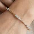Classic Two Tone Round Cut White Sapphire Bangle Bracelet For Women