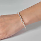 Classic Yellow Gold Oval & Pear & Marquise Cut White Sapphire Bangle Bracelet For Women