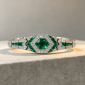 Luxury Jewelry Vintage Halo Asscher Cut Emerald Sapphire  Bracelet For Women