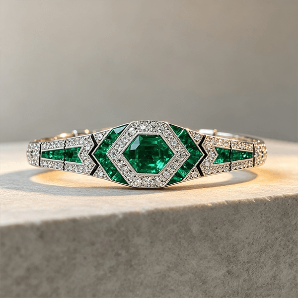 Luxury Jewelry Vintage Halo Asscher Cut Emerald Sapphire  Bracelet For Women