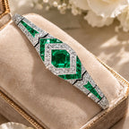 Luxury Jewelry Vintage Halo Asscher Cut Emerald Sapphire  Bracelet For Women