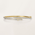 Unique Design Yellow Gold Channel Setting Round Cut White Sapphire Wrap Bangle Bracelet For Women