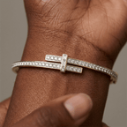 Unique Design Yellow Gold Channel Setting Round Cut White Sapphire Wrap Bangle Bracelet For Women