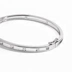 Luxury Jewelry Classic Channel Setting Round Cut White Sapphire Bangle Bracelet For Women