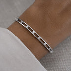 Luxury Jewelry Classic Channel Setting Round Cut White Sapphire Bangle Bracelet For Women