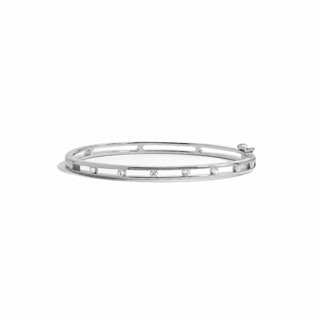 Luxury Jewelry Classic Channel Setting Round Cut White Sapphire Bangle Bracelet For Women