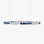 Classic Alternating Design Round Cut Blue & White Sapphire Tennis Bracelet For Women