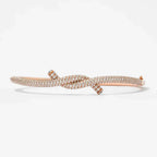 Luxury Jewelry Knot Design Pave Setting Rose Gold Round Cut White Sapphire Bangle Bracelet For Women
