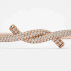 Luxury Jewelry Knot Design Pave Setting Rose Gold Round Cut White Sapphire Bangle Bracelet For Women