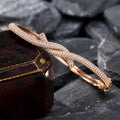 Luxury Jewelry Knot Design Pave Setting Rose Gold Round Cut White Sapphire Bangle Bracelet For Women