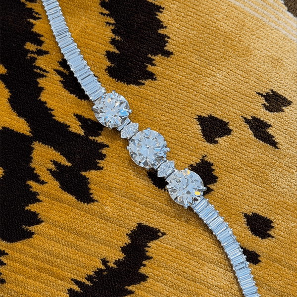 Luxury Jewelry Round & Baguette Cut White Sapphire Tennis Bracelet For Women