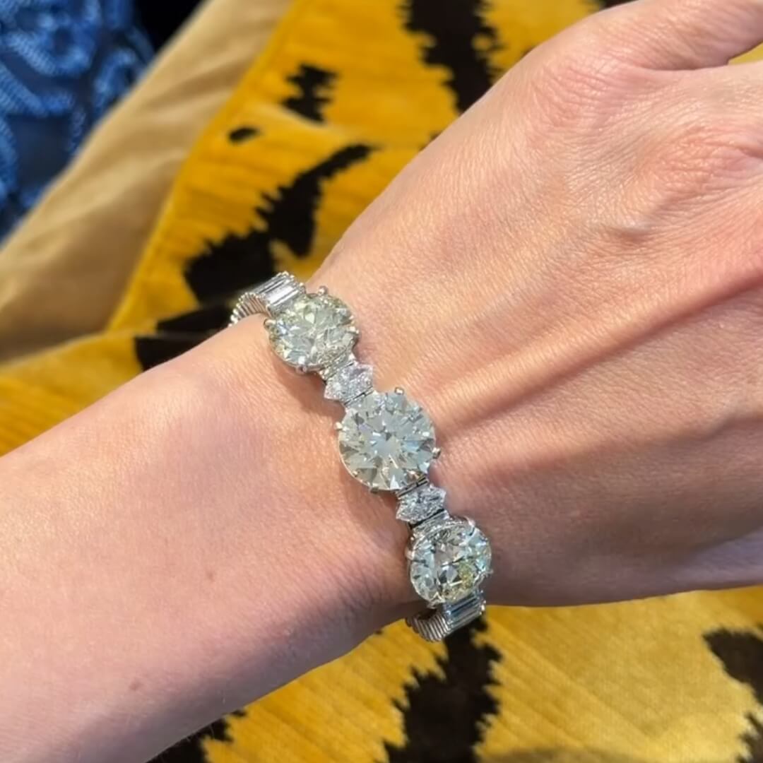 Luxury Jewelry Round & Baguette Cut White Sapphire Tennis Bracelet For Women