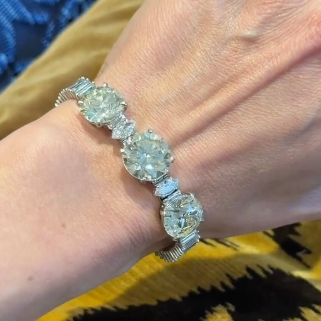 Luxury Jewelry Round & Baguette Cut White Sapphire Tennis Bracelet For Women