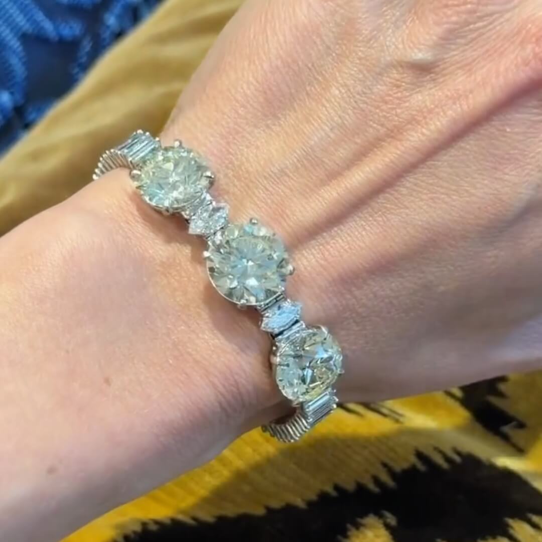 Luxury Jewelry Round & Baguette Cut White Sapphire Tennis Bracelet For Women