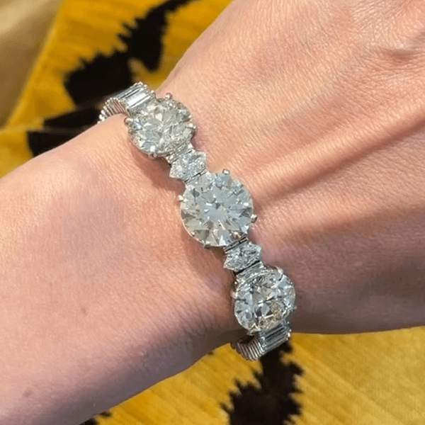 Luxury Jewelry Round & Baguette Cut White Sapphire Tennis Bracelet For Women