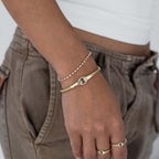 Modern Two Tone Round Cut White Sapphire Bangle Bracelet For Women