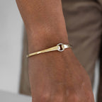 Modern Two Tone Round Cut White Sapphire Bangle Bracelet For Women