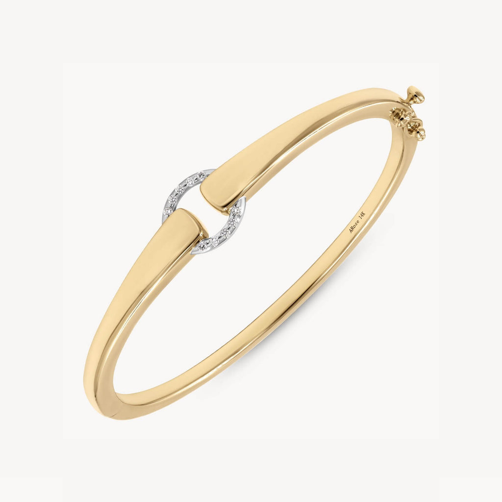 Modern Two Tone Round Cut White Sapphire Bangle Bracelet For Women