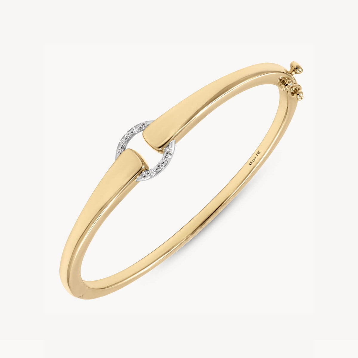 Modern Two Tone Round Cut White Sapphire Bangle Bracelet For Women