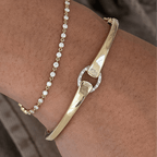 Modern Two Tone Round Cut White Sapphire Bangle Bracelet For Women