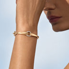 Modern Two Tone Round Cut White Sapphire Bangle Bracelet For Women