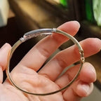 Unique Two Tone Round Cut White Sapphire Bangle Bracelet For Women