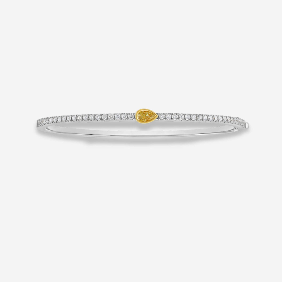 Fancy Two Tone Pear Cut Canary & White Sapphire Bangle Bracelet For Women