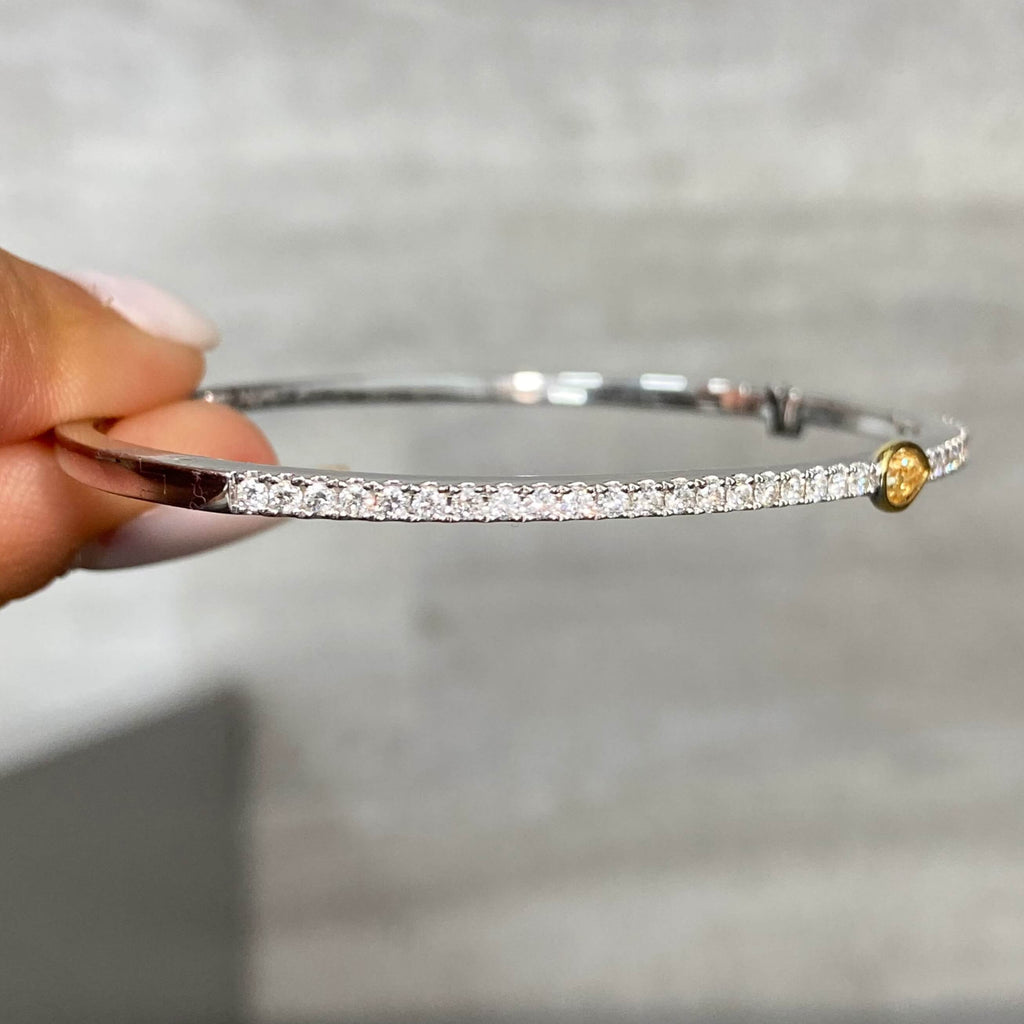 Fancy Two Tone Pear Cut Canary & White Sapphire Bangle Bracelet For Women