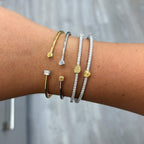 Fancy Two Tone Pear Cut Canary & White Sapphire Bangle Bracelet For Women