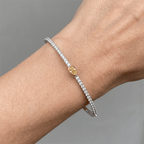 Fancy Two Tone Pear Cut Canary & White Sapphire Bangle Bracelet For Women