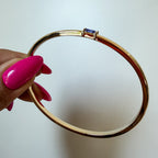 Luxury Jewelry Solitaire Yellow Gold Baguette Cut Blue Sapphire Bangle Bracelet For Women