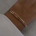 Unique Design Yellow Gold Round Cut Ruby Sapphire Bangle Bracelet For Women
