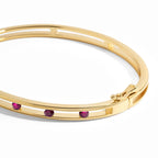 Unique Design Yellow Gold Round Cut Ruby Sapphire Bangle Bracelet For Women