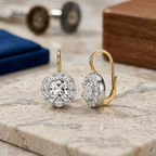 Cluster Design Brilliant Cut White Sapphire Halo Dangle Earrings For Women