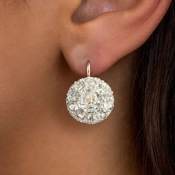 Two Tone Cushion Cut White Sapphire Vintage Drop Earrings For Women belovegrace.com