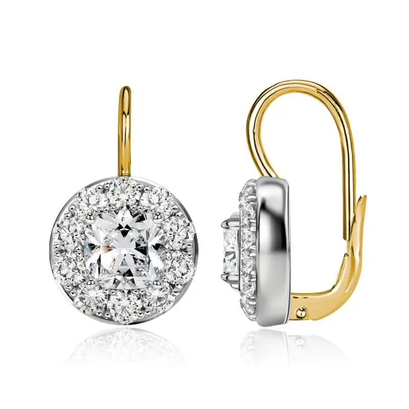 Two Tone Cushion Cut White Sapphire Vintage Drop Earrings For Women belovegrace.com