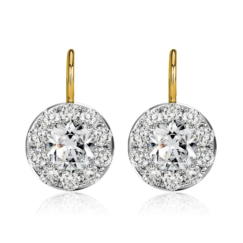 Two Tone Cushion Cut White Sapphire Vintage Drop Earrings For Women belovegrace.com