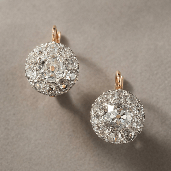 Cluster Design Brilliant Cut White Sapphire Halo Dangle Earrings For Women