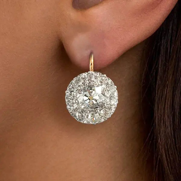 Two Tone Cushion Cut White Sapphire Vintage Drop Earrings For Women belovegrace.com