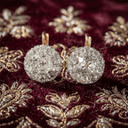 Cluster Design Brilliant Cut White Sapphire Halo Dangle Earrings For Women