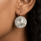 Cluster Design Brilliant Cut White Sapphire Halo Dangle Earrings For Women