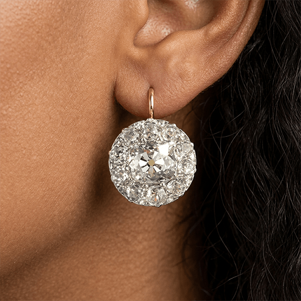 Cluster Design Brilliant Cut White Sapphire Halo Dangle Earrings For Women