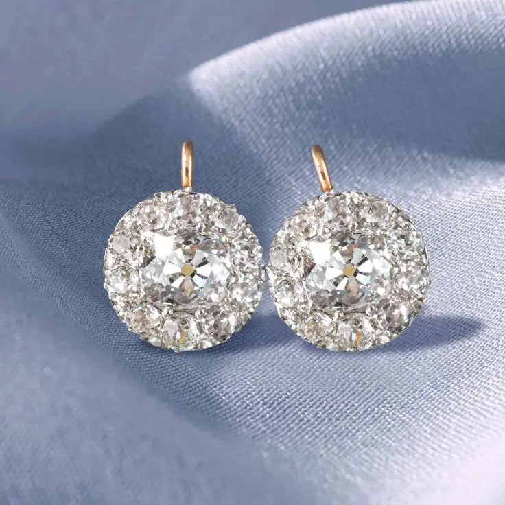 Two Tone Cushion Cut White Sapphire Vintage Drop Earrings For Women belovegrace.com