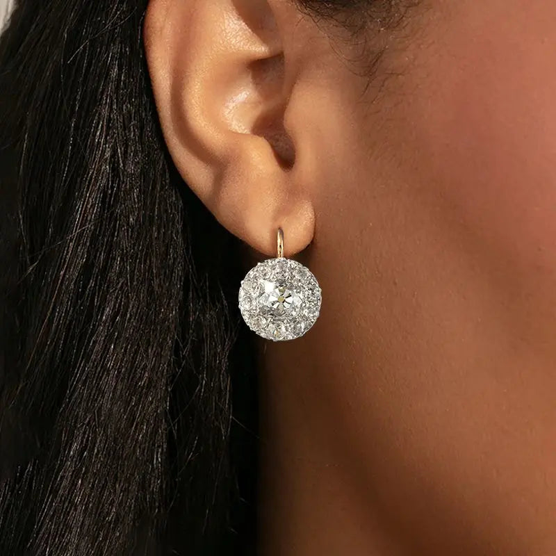Two Tone Cushion Cut White Sapphire Vintage Drop Earrings For Women belovegrace.com