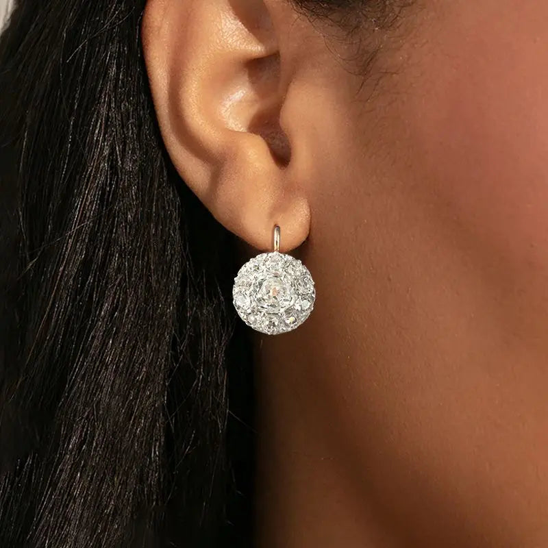 Two Tone Cushion Cut White Sapphire Vintage Drop Earrings For Women belovegrace.com