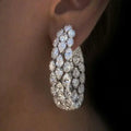 Elegant Earrings Pear Cut White Sapphire Three Row Hoop Earrings For Women belovegrace.com