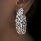 Elegant Earrings Pear Cut White Sapphire Three Row Hoop Earrings For Women belovegrace.com