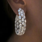 Elegant Earrings Pear Cut White Sapphire Three Row Hoop Earrings For Women belovegrace.com