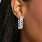 Elegant Earrings Pear Cut White Sapphire Three Row Hoop Earrings For Women belovegrace.com